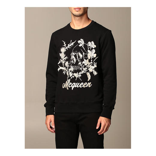 ALEXANDER MCQUEEN 亚历山大麦昆 男士花纹卫衣 黑色 625355 QPZ67 0901 商品图3