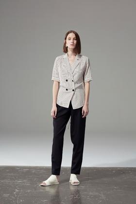 单边飘带半袖衬衫