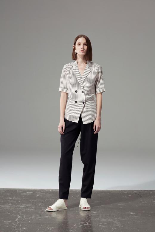 单边飘带半袖衬衫 商品图0