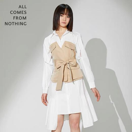 风衣拼接袖部开衩衬衫裙 商品图2