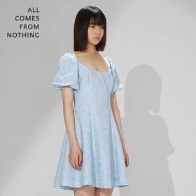 珍珠背链大摆短连衣裙