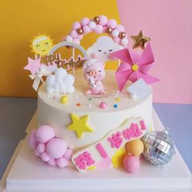 2磅粉红猪奶瓶生日蛋糕