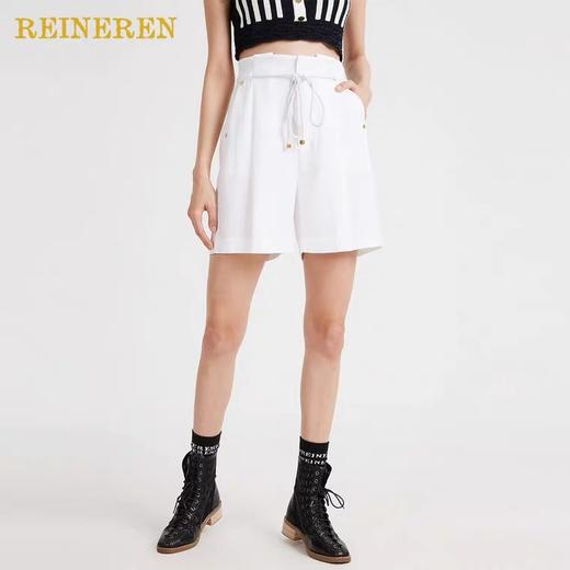 腰头系带褶裥短裤 商品图0