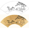 工笔画白描底稿 山水人物扇面小品 明 仇英-《携琴听松图》-多种白描尺寸可选-SR07 商品缩略图0