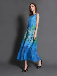 【伯妮斯茵】162S236--蓝色连衣裙--盛开的栗树枝--《生命之美-梵高的花园》