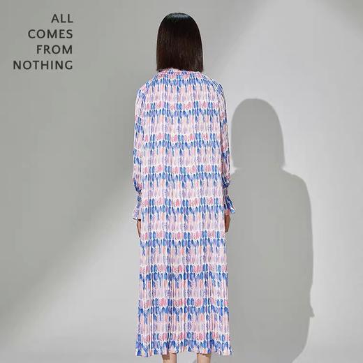 鹅卵石水彩牙签褶长连衣裙 商品图1