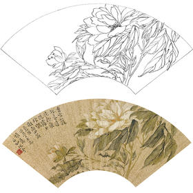 工笔画白描底稿 花鸟扇面小品 江介-花卉  SR17
