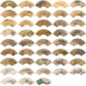 精选明清花鸟山水扇面小品白描底稿一套43幅册页-SR00