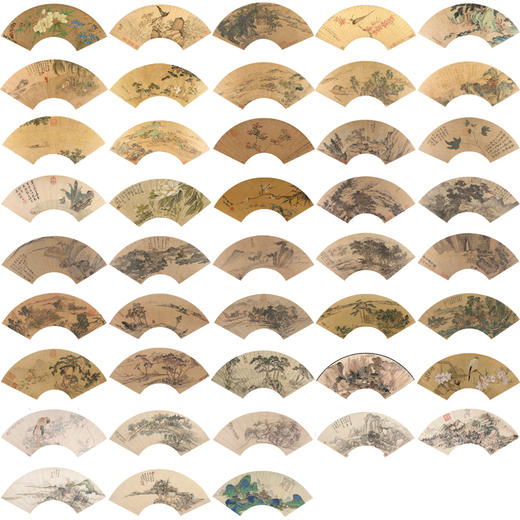 精选明清花鸟山水扇面小品白描底稿一套43幅册页-SR00 商品图0