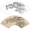 工笔画白描底稿 扇面小品 清 王翚 山水图   SR37 商品缩略图0