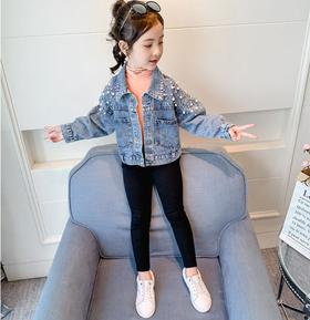 TZW-女童珍珠牛仔上衣