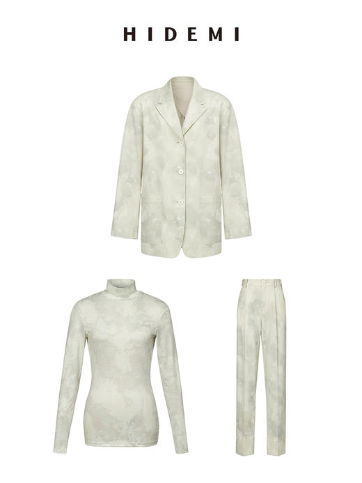 HIDEMI 印花系列三件套 口袋西装/高领打底/长裤 商品图1