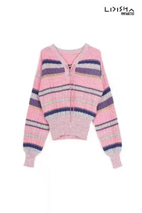 丽迪莎12m2096款撞色条纹衫