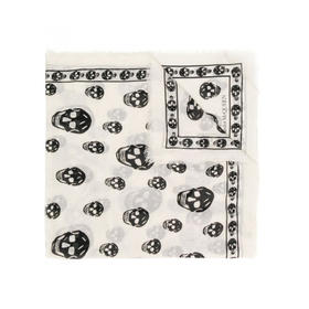ALEXANDER MCQUEEN 亚历山大·麦昆 男女同款骷髅印花围巾 白色 557717 4943Q 1960