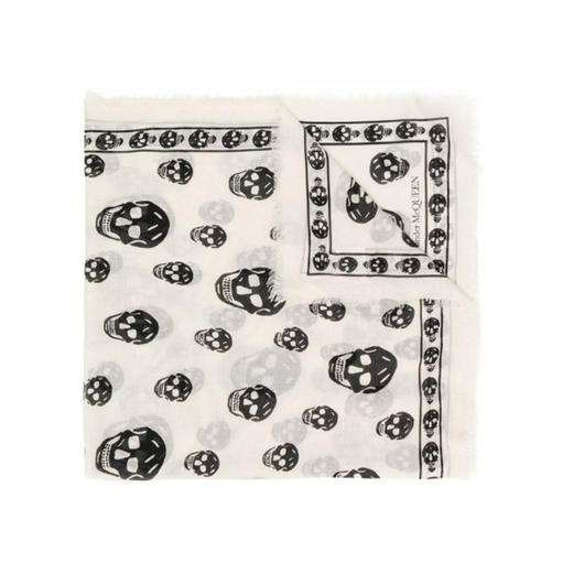 ALEXANDER MCQUEEN 亚历山大·麦昆 男女同款骷髅印花围巾 白色 557717 4943Q 1960 商品图0