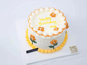 复古小清新黄色小花女士蛋糕