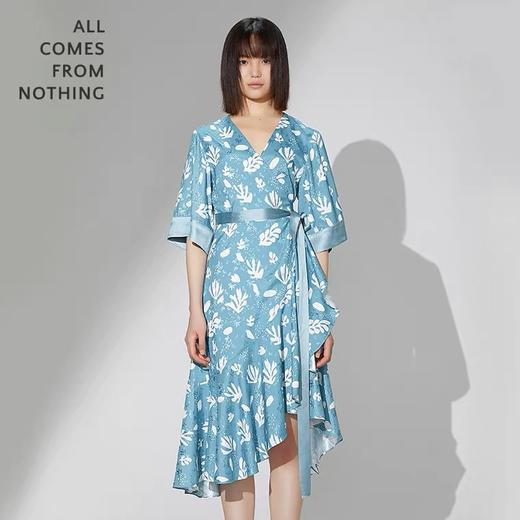 马蒂斯珊瑚印花围裹连衣裙 商品图0