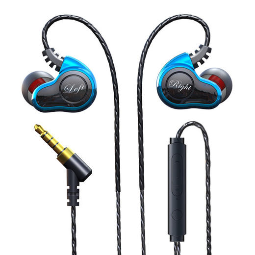 【耳机】运动有线 双动圈 入耳式 线控 直插耳机 商品图1