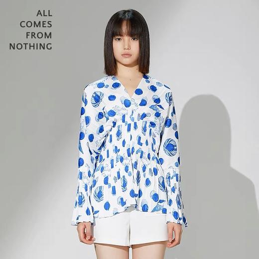 贝壳圆点扇形百褶上衣 商品图0