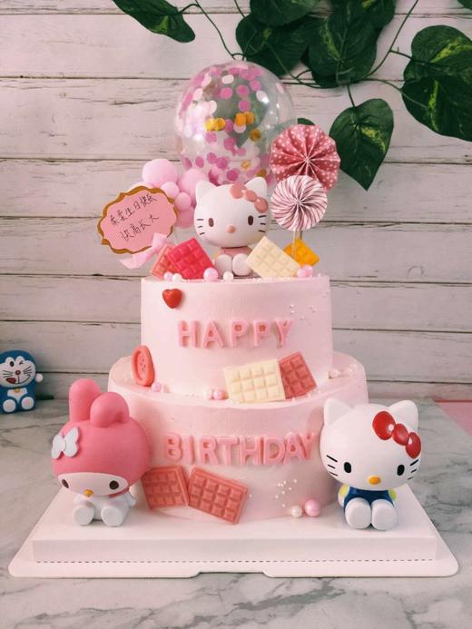 3磅双层kt猫生日蛋糕 商品图0