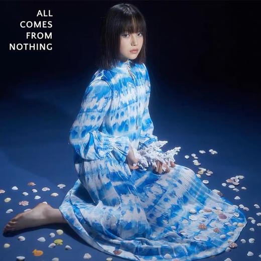 贝壳水彩牙签褶长连衣裙 商品图0