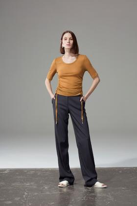 两侧抽绳圆领T恤