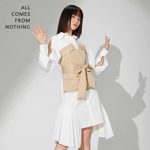 风衣拼接袖部开衩衬衫裙 商品图1