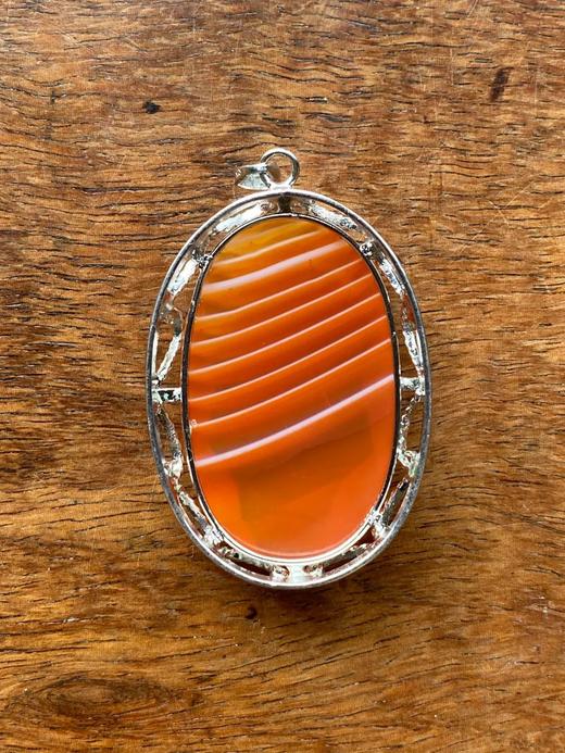 天然缠丝玛瑙镶银吊坠， 顺丰包邮 商品图3