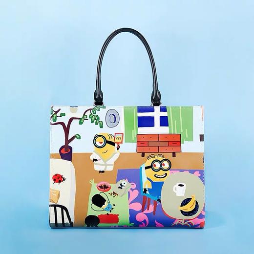 小黄人跨界撞色印花托特包 商品图0