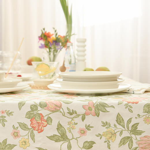 山茶云锦全棉轻奢方形桌布 商品图3