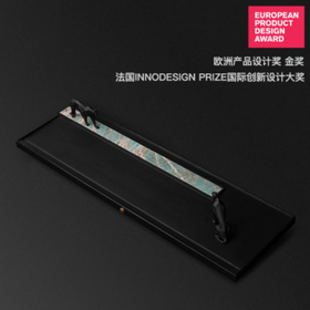 原创设计轻奢现代乌金石茶盘家用办公室高档奢石长方形带排水茶台大者01亚马逊绿