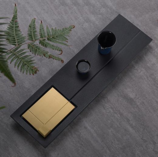 原创乌金石茶盘家用客厅轻奢现代简约嵌入排水式长方形大茶台茶海 商品图3