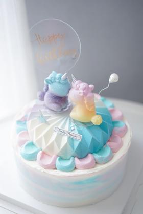 主题奶油蛋糕 | 原味香缇奶油香草慕斯 - 糖果独角兽