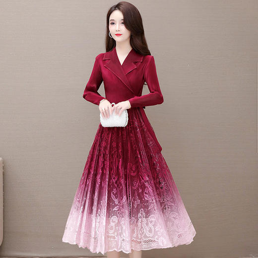 YWE  HY802时尚气质修身显瘦优雅百褶连衣裙 商品图5