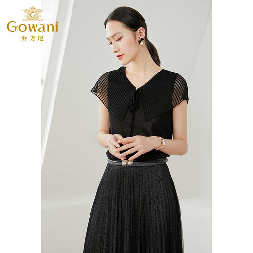 乔万尼娃娃领薄款小香风设计感早春针织衫夏款短袖上衣EI2M825 商品图1