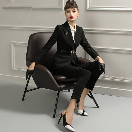 IWY/欧美时尚名媛职业装套装白领面试正装气质优雅OL女装黑色西装CP72 商品图3