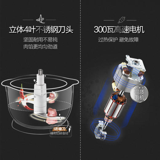 小熊料理机绞肉机 家用电动小型 搅拌打肉馅 蒜泥 神器 切碎机 辅食机 商品图3