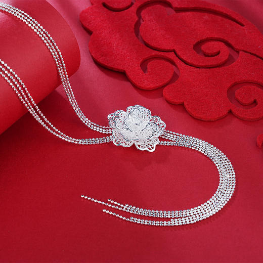 S990银牡丹套链项链【MDXL001】黄飞达花丝2101 商品图3