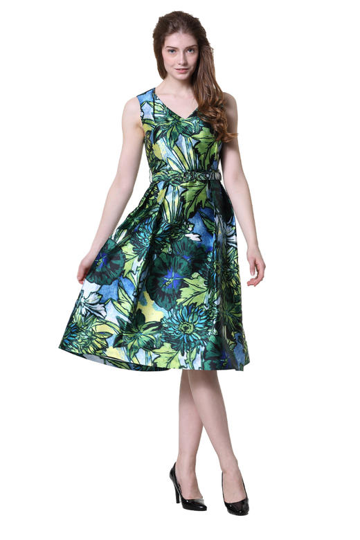 【伯妮斯茵】161S196--绿色连衣裙--长着向日葵的蔬菜园--《生命之美-梵高的花园》 商品图0
