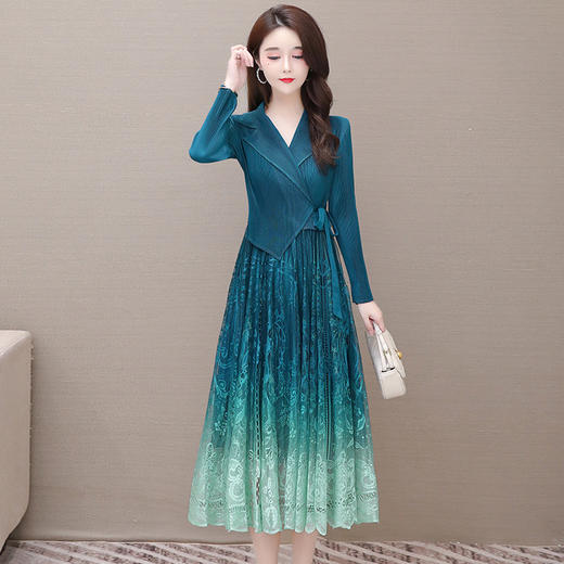 YWE  HY802时尚气质修身显瘦优雅百褶连衣裙 商品图1