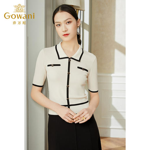 乔万尼薄款小香风设计感早春针织衫夏款短袖上衣EI2M822 商品图2