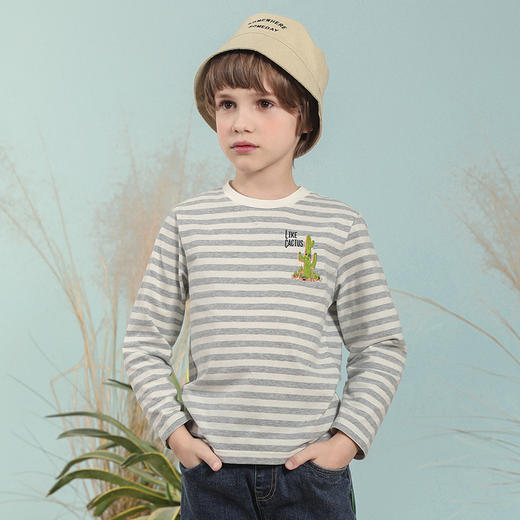 【仙人掌系列】mettekids童装条纹长袖T恤男女童春季新款打底衫内搭 商品图1