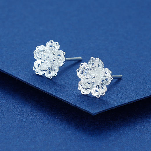 S990银镂空花丝耳钉【WBLSED0024】2101 商品图2