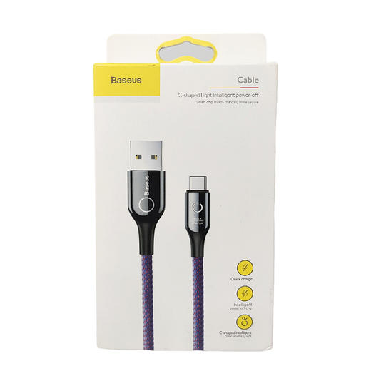 倍思C形灯智能断电数据线 USB For Type-C 3A/1M充电快充便携 商品图0