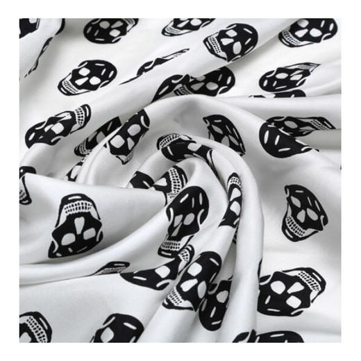 ALEXANDER MCQUEEN 亚历山大·麦昆 女士桑蚕丝方巾白色黑色骷髅头图案围巾丝巾 590929 3001Q 9260 商品图3