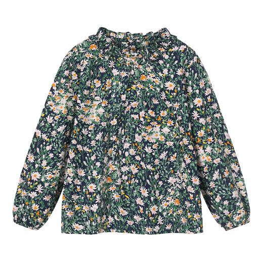 【100%棉】mettekids童装碎花抽褶长袖衬衫女童春季新款衬衣上衣 商品图7