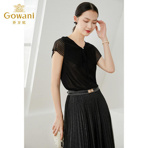 乔万尼娃娃领薄款小香风设计感早春针织衫夏款短袖上衣EI2M825 商品图2