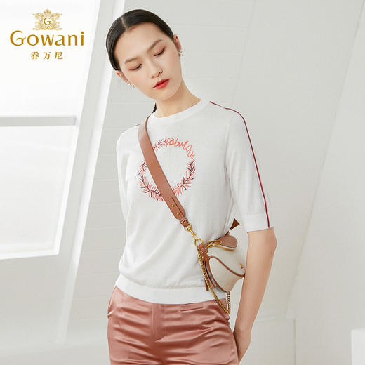 乔万尼薄款女针织衫新款爆款春季冰丝打底圆领短袖大码短款EI1M939 商品图2