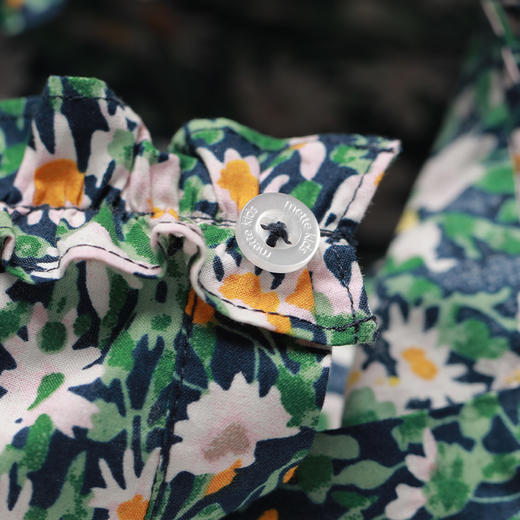 【100%棉】mettekids童装碎花抽褶长袖衬衫女童春季新款衬衣上衣 商品图6