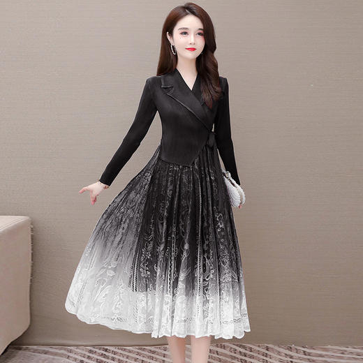 YWE  HY802时尚气质修身显瘦优雅百褶连衣裙 商品图4